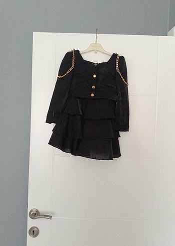 Zincir Detaylı Siyah Gotik Kız Elbisesi - Görsel 5