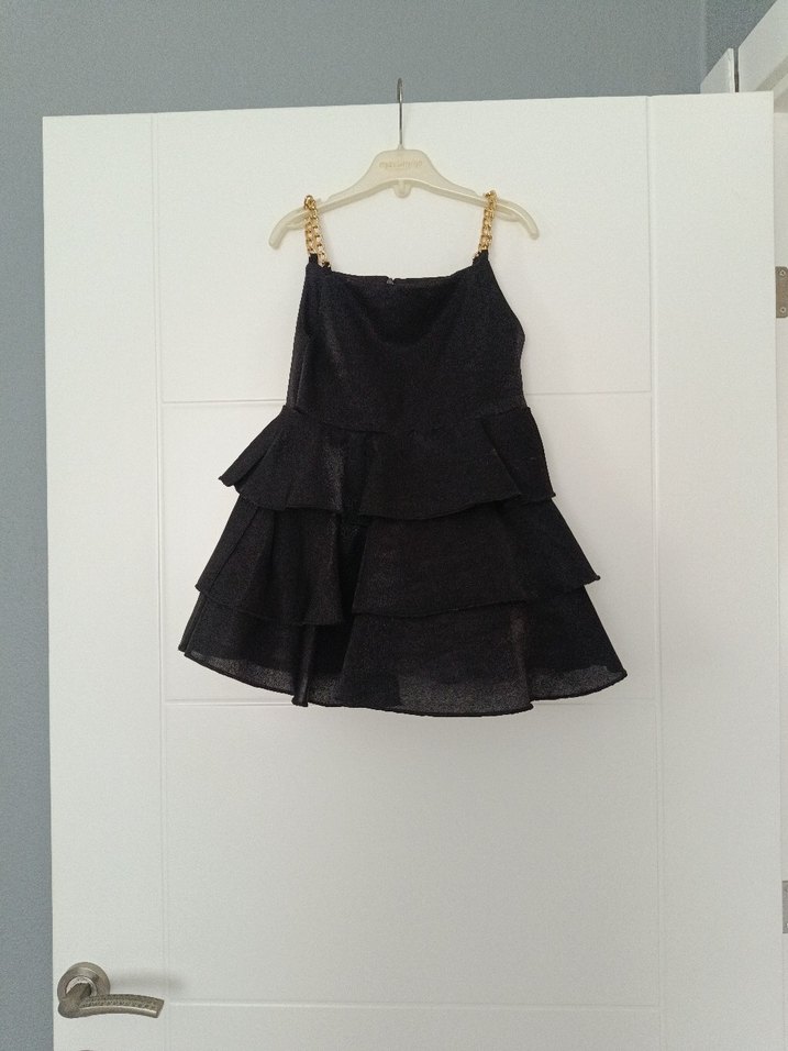 Zincir Detaylı Siyah Gotik Kız Elbisesi - Görsel 2