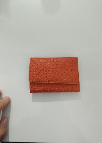 Turuncu Deri Kadın Cüzdanı Velcro Kapaklı - Görsel 4