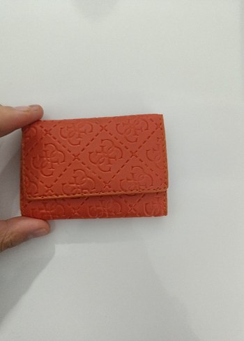 Turuncu Deri Kadın Cüzdanı Velcro Kapaklı - Görsel 5