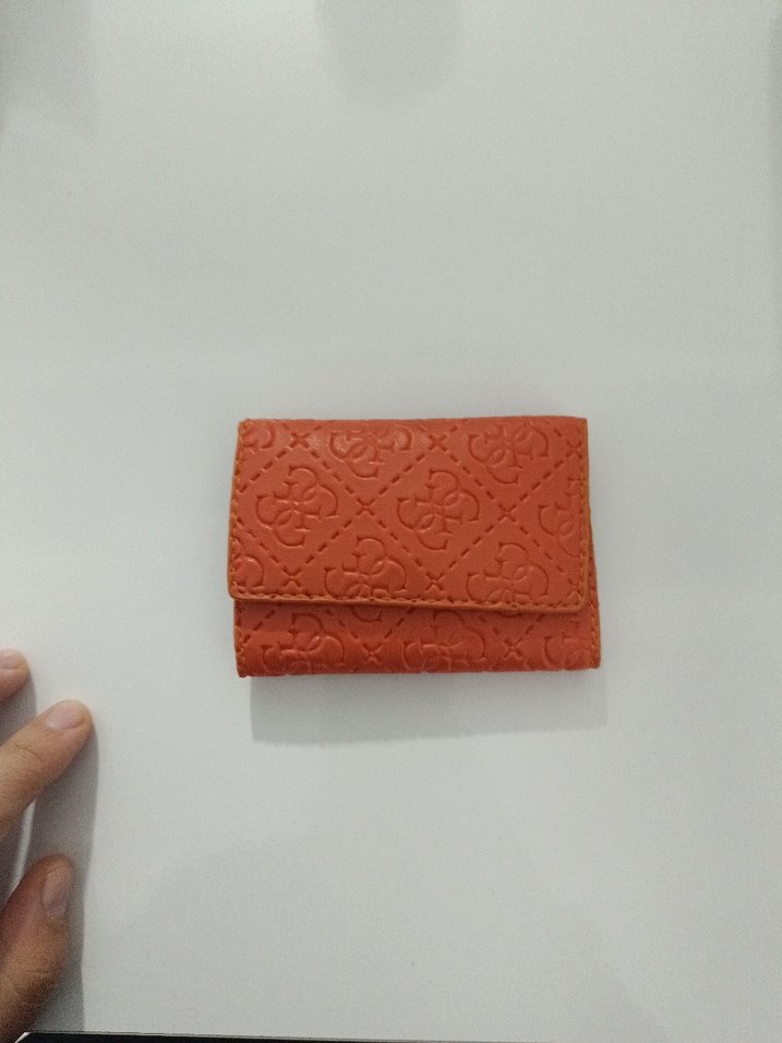 Turuncu Deri Kadın Cüzdanı Velcro Kapaklı - Görsel 4