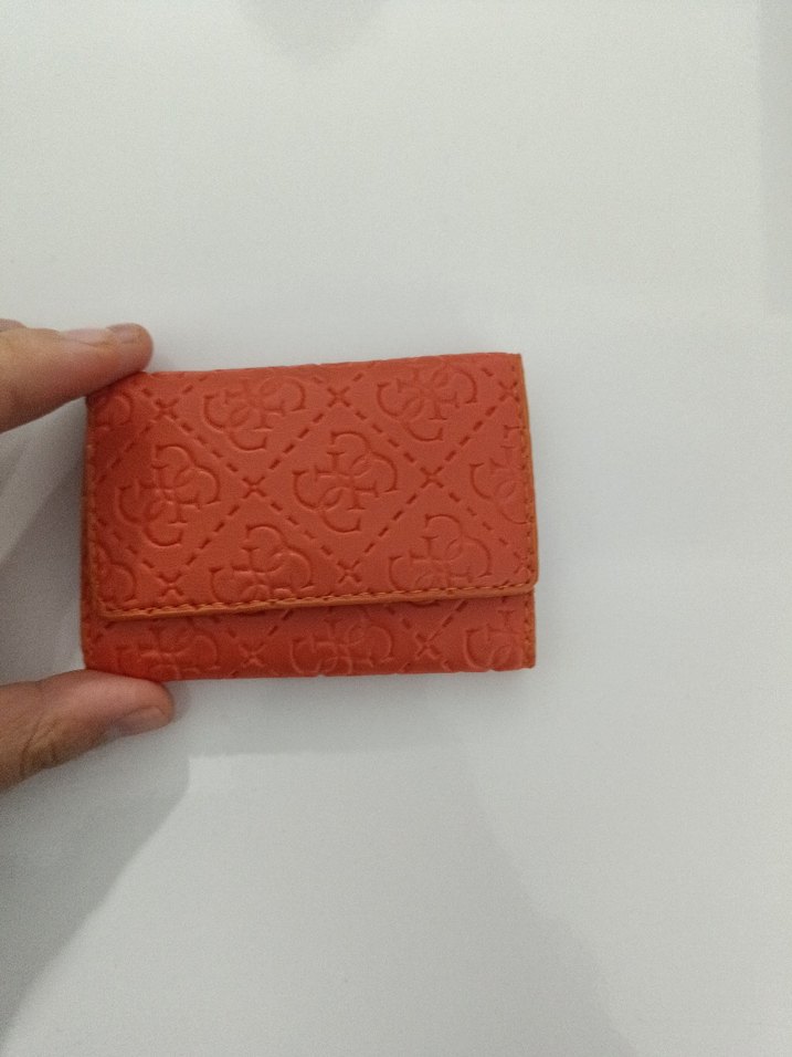 Turuncu Deri Kadın Cüzdanı Velcro Kapaklı - Görsel 5