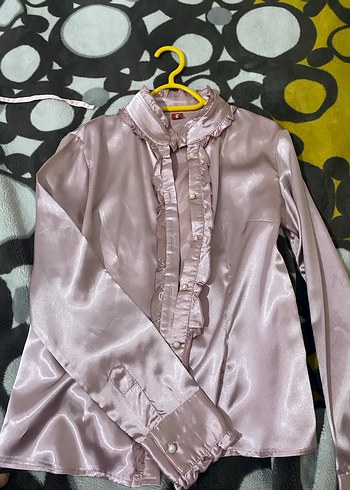 Pembe Saten Kadın Gömlek - Görsel 5
