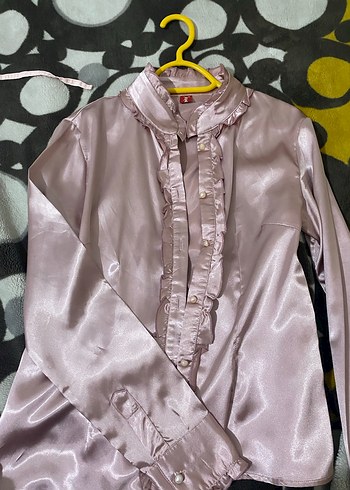 Pembe Saten Kadın Gömlek - Görsel 3