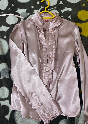 Pembe Saten Kadın Gömlek - Görsel 2
