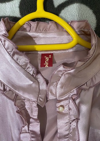 Pembe Saten Kadın Gömlek - Görsel 4