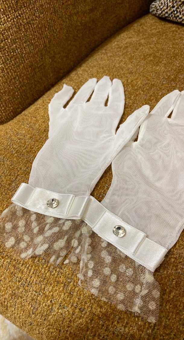 Dantel Detaylı Beyaz Kadın Eldiveni - Görsel 2