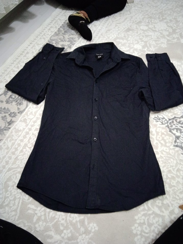 H&M Slimfit Siyah Erkek Gömlek Rozeti - Görsel 2