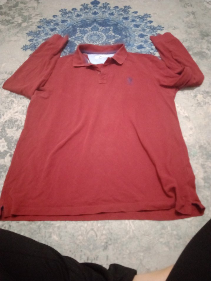 Kırmızı Uzun Kollu Polo Tişört - Görsel 3