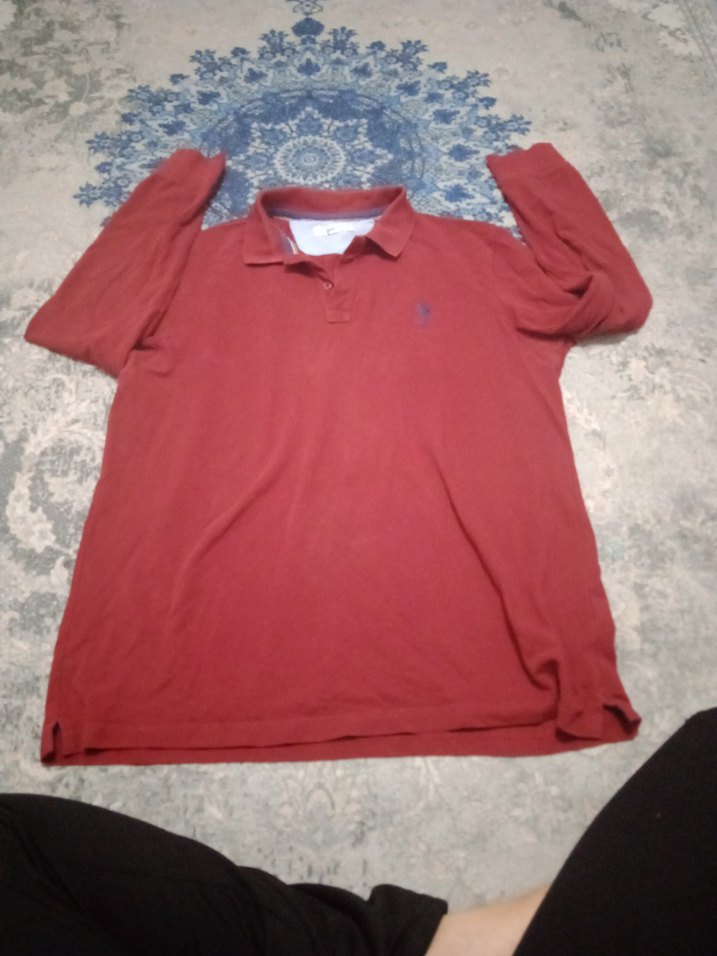 Kırmızı Uzun Kollu Polo Tişört - Görsel 4