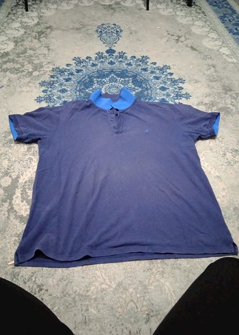 Erkek Mavi Fermuarlı V Yaka Polo Tişört - Görsel 3