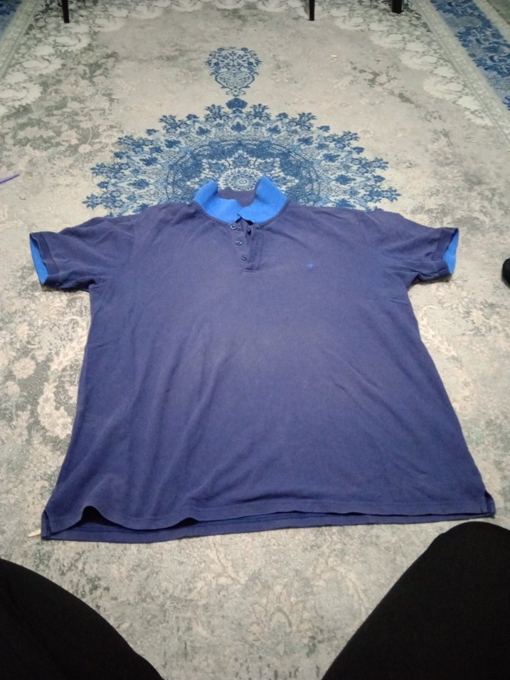 Erkek Mavi Fermuarlı V Yaka Polo Tişört - Görsel 3