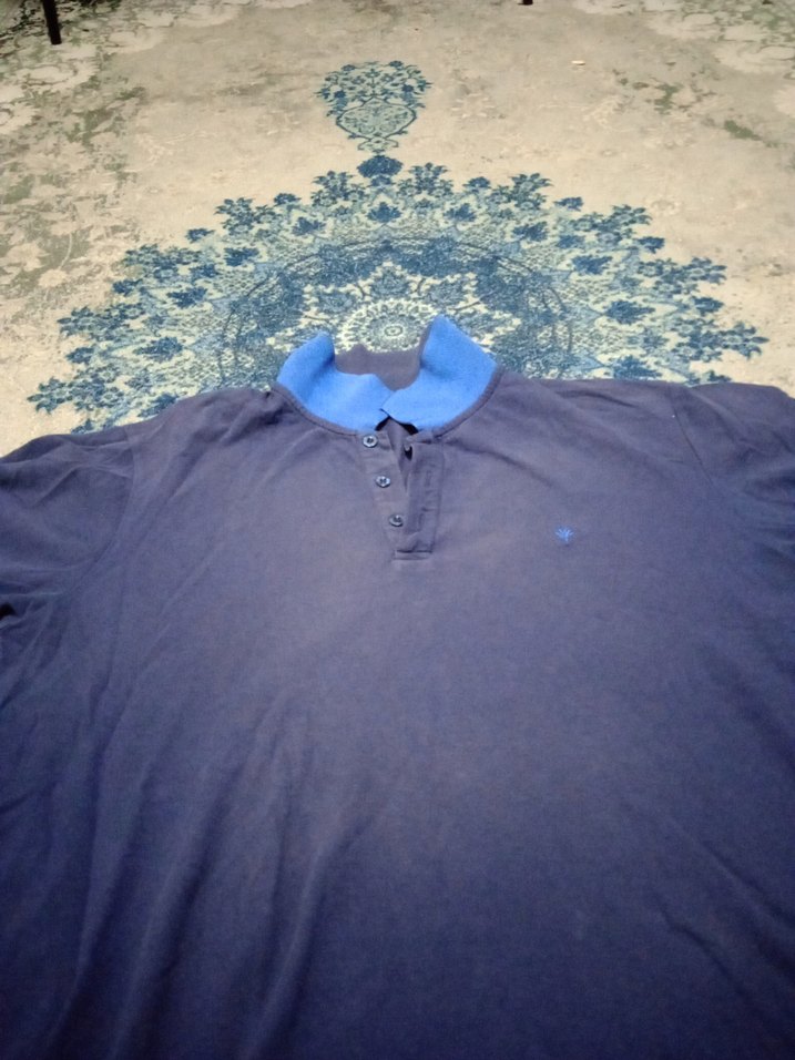 Erkek Mavi Fermuarlı V Yaka Polo Tişört - Görsel 2