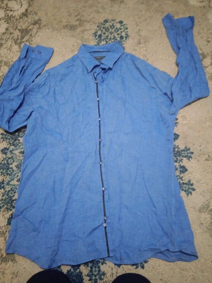 Mavi Denim Kısa Kollu Erkek Gömlek - Görsel 2