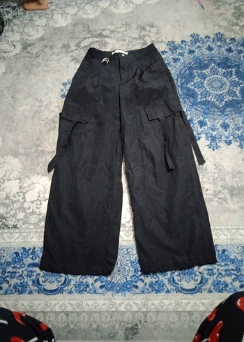 Siyah Kemerli Geniş Kesim Kadın Pantolon - Görsel 2