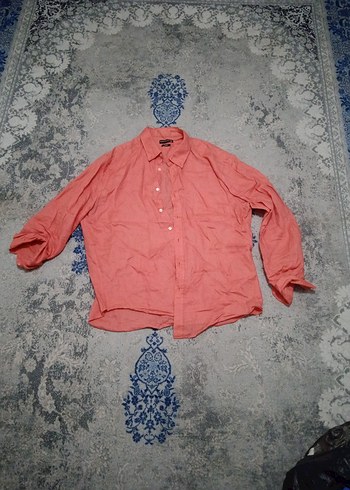 Mudo Collection Kırmızı Keten Kısa Kollu Gömlek - Görsel 2