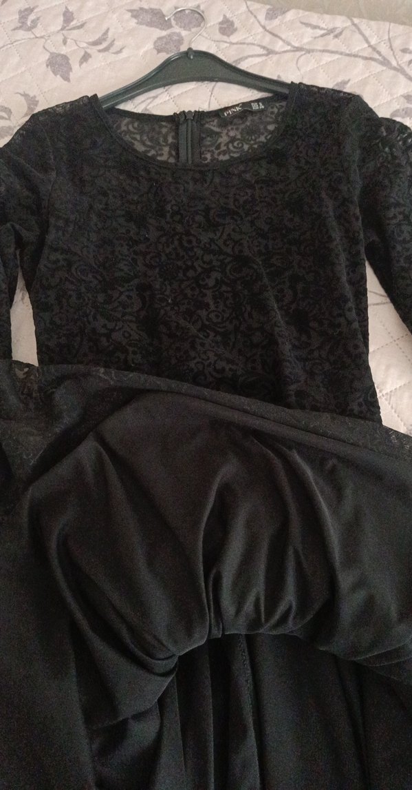 Siyah Dantel Uzun Kollu Gotik Abiye Elbise - Görsel 3