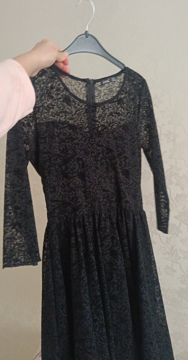 Siyah Dantel Uzun Kollu Gotik Abiye Elbise - Görsel 4