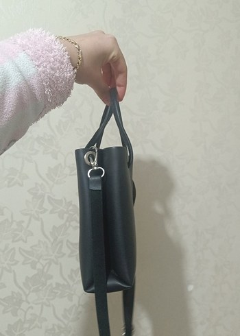Siyah Minimalist Deri Kadın Çanta - Görsel 2