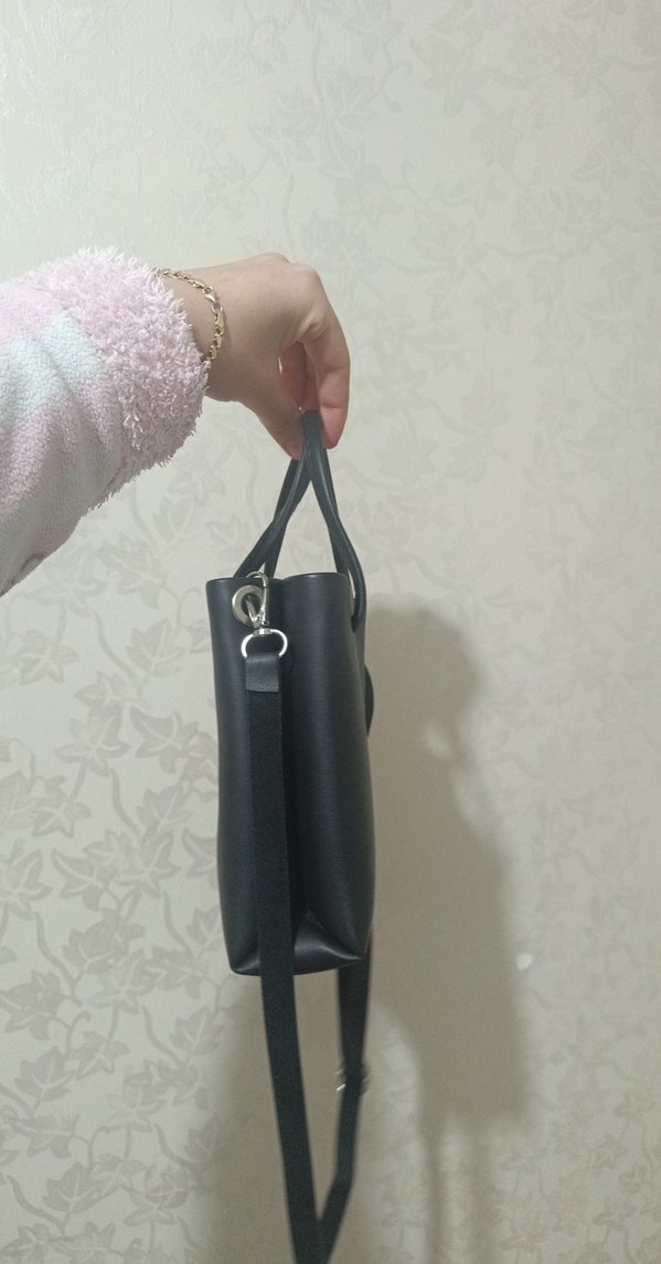 Siyah Minimalist Deri Kadın Çanta - Görsel 2