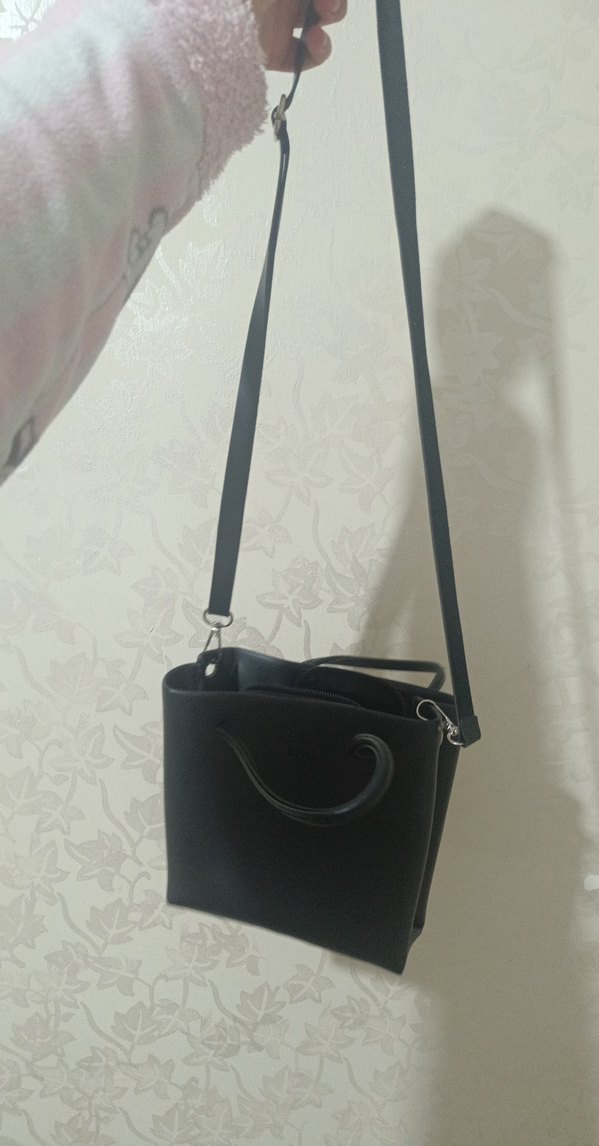 Siyah Minimalist Deri Kadın Çanta - Görsel 4