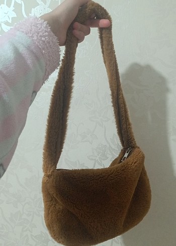 Kahverengi Peluş Kadın Omuz Çantası - Görsel 2