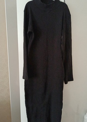 Uzun Siyah Örgü Kadın Elbise - Görsel 2