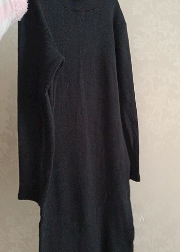 Uzun Siyah Örgü Kadın Elbise - Görsel 3