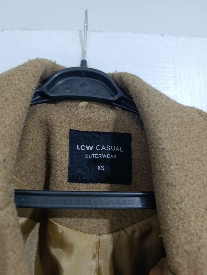 Bej Uzun Kadın Kaban, Kemerli, Yün - Görsel 2