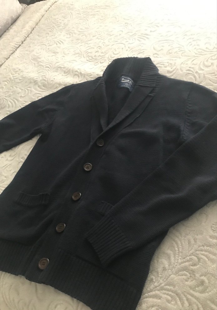 Düğmeli Siyah Erkek Yün Hırka - Görsel 2