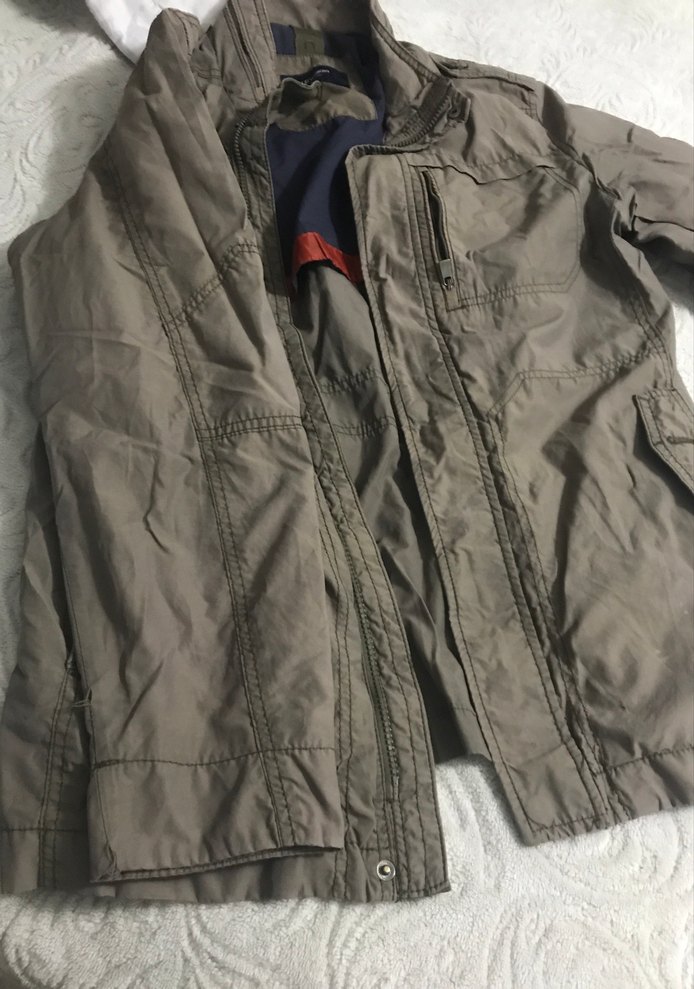 Erkek  haki Kemerli Keten Ceket - Görsel 2