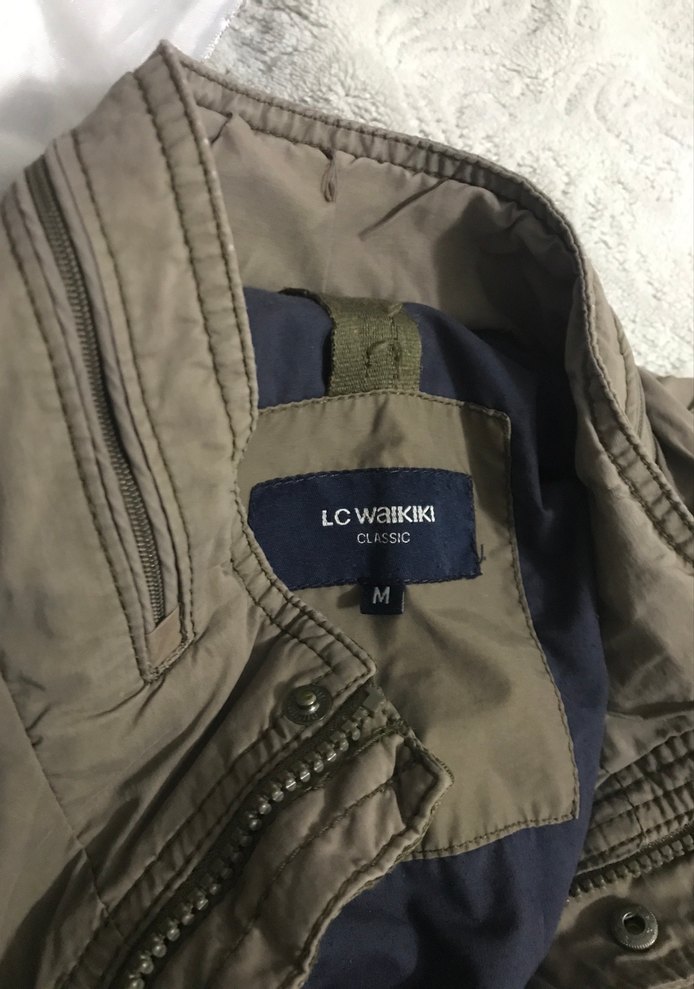 Erkek  haki Kemerli Keten Ceket - Görsel 3