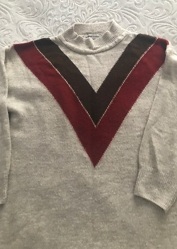 V Yaka Gri Örgü Kadın Kazak - Görsel 2