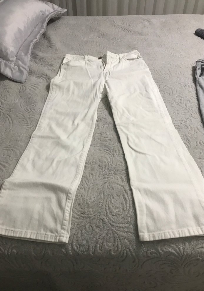 Beyaz Pamuklu Bol Kesim Kız Pantolon - Görsel 2