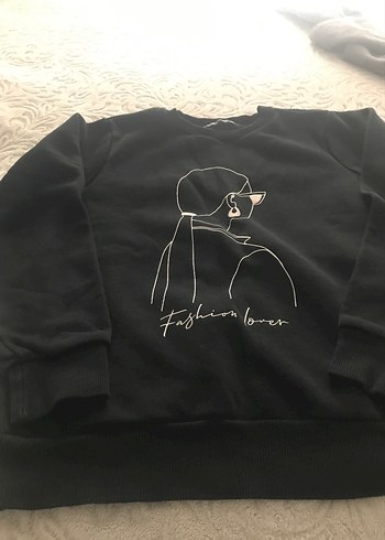 Siyah Baskılı Kadın Sweatshirt - Görsel 2