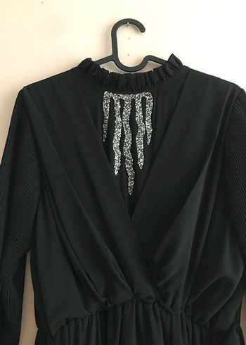 Uzun Siyah Gotik Kadın Abiye Elbise - Görsel 3