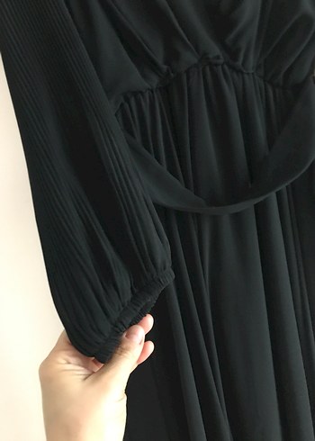 Uzun Siyah Gotik Kadın Abiye Elbise - Görsel 5