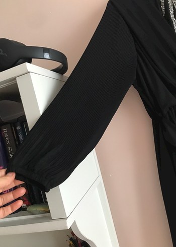 Uzun Siyah Gotik Kadın Abiye Elbise - Görsel 4