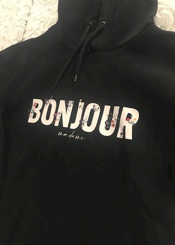 Siyah Kapüşonlu Baskılı Kadın Sweatshirt - Görsel 3