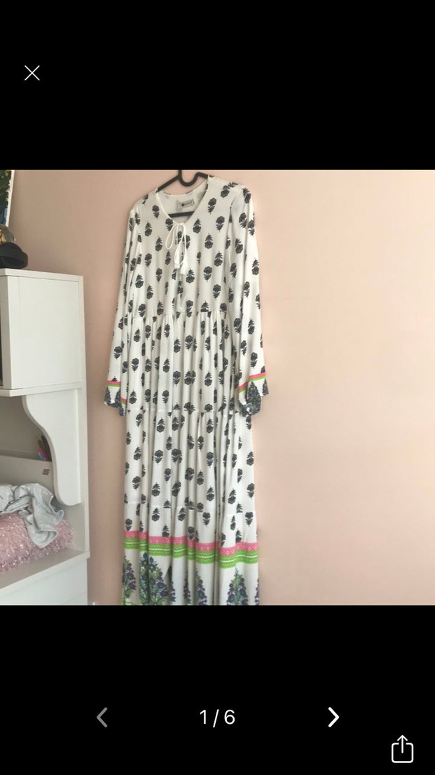 Püsküllü Bohem Uzun Kollu V Yaka Elbise - Görsel 3