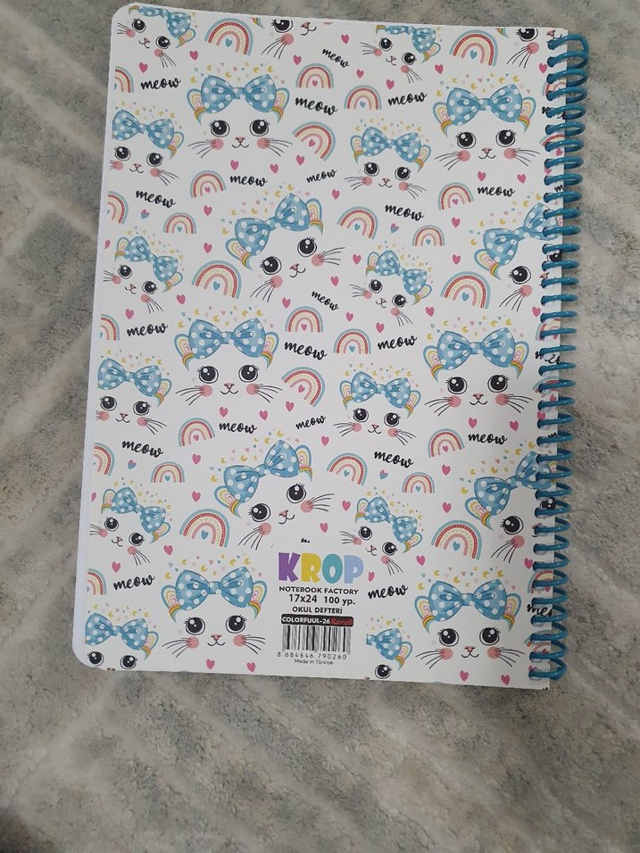 Renkli Kedi Desenli Spiralli Defter - Görsel 4