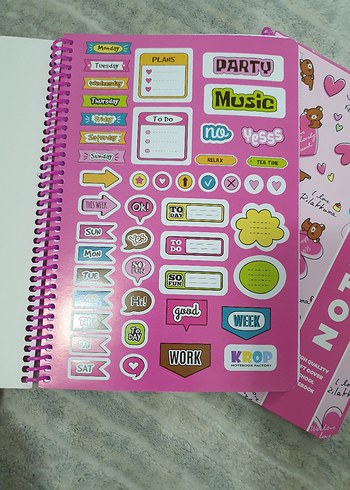 Pembe Pastel Ayıcık Desenli Spiralli Defter - Görsel 2