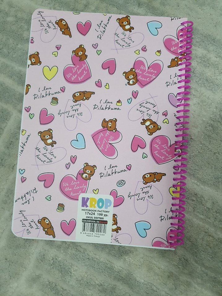 Pembe Pastel Ayıcık Desenli Spiralli Defter - Görsel 4