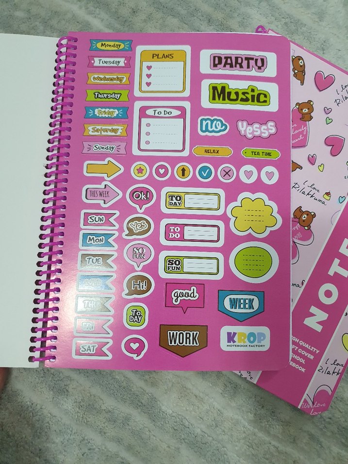 Pembe Pastel Ayıcık Desenli Spiralli Defter - Görsel 2