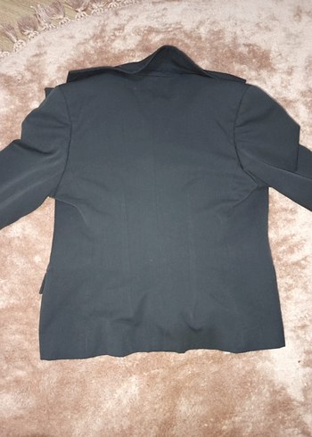 Düğmeli Siyah Kadın Ofis Blazeri - Görsel 3