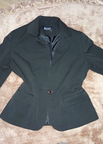 Düğmeli Siyah Kadın Ofis Blazeri - Görsel 2