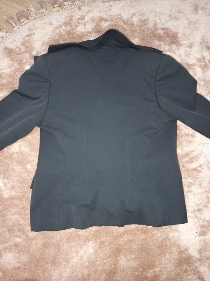 Düğmeli Siyah Kadın Ofis Blazeri - Görsel 3