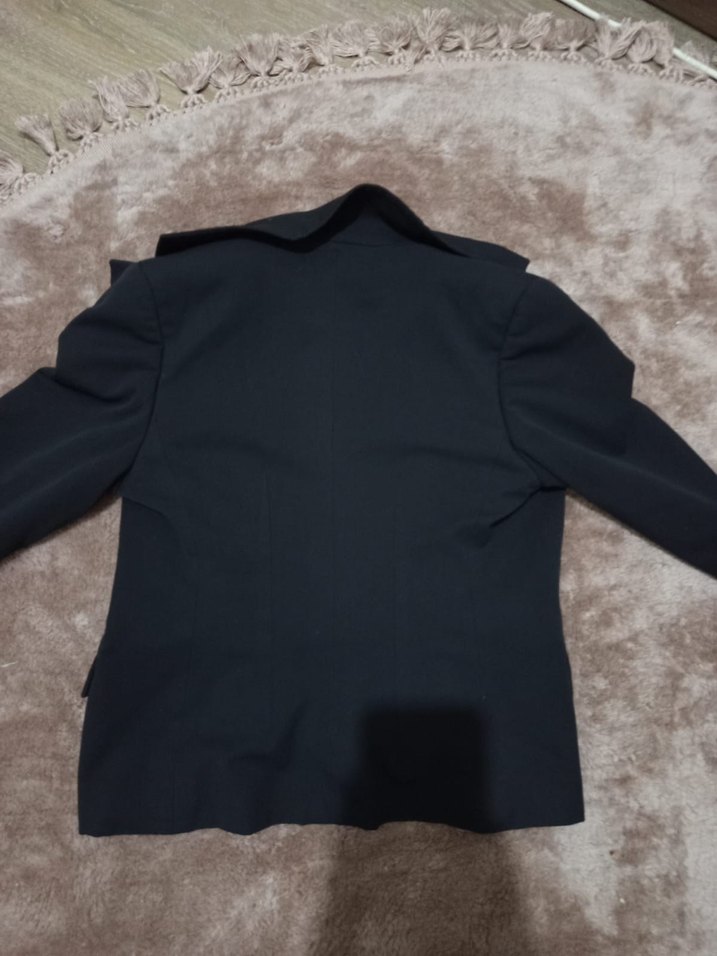 Düğmeli Siyah Kadın Ofis Blazeri - Görsel 4