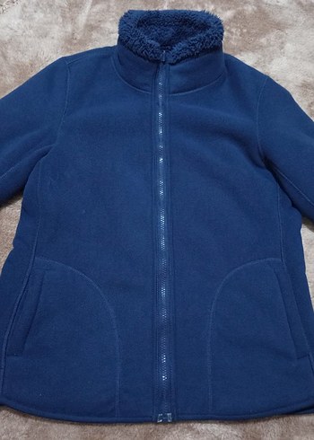 Fermuarlı Mavi Kadın Polar Ceket - Görsel 7