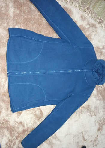 Fermuarlı Mavi Kadın Polar Ceket - Görsel 6